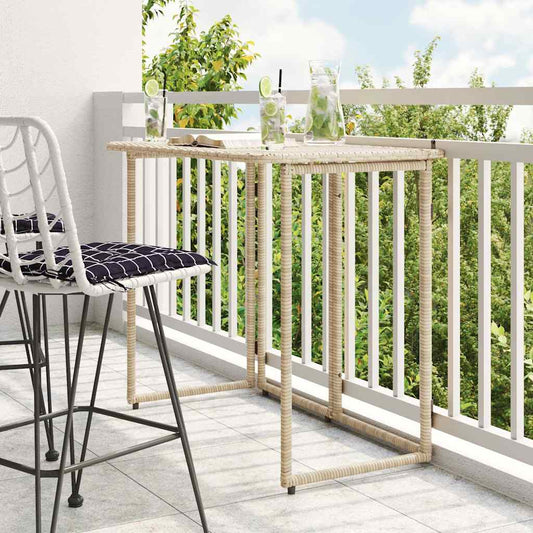 foldbart havebord 90x51x75 cm polyrattan beige