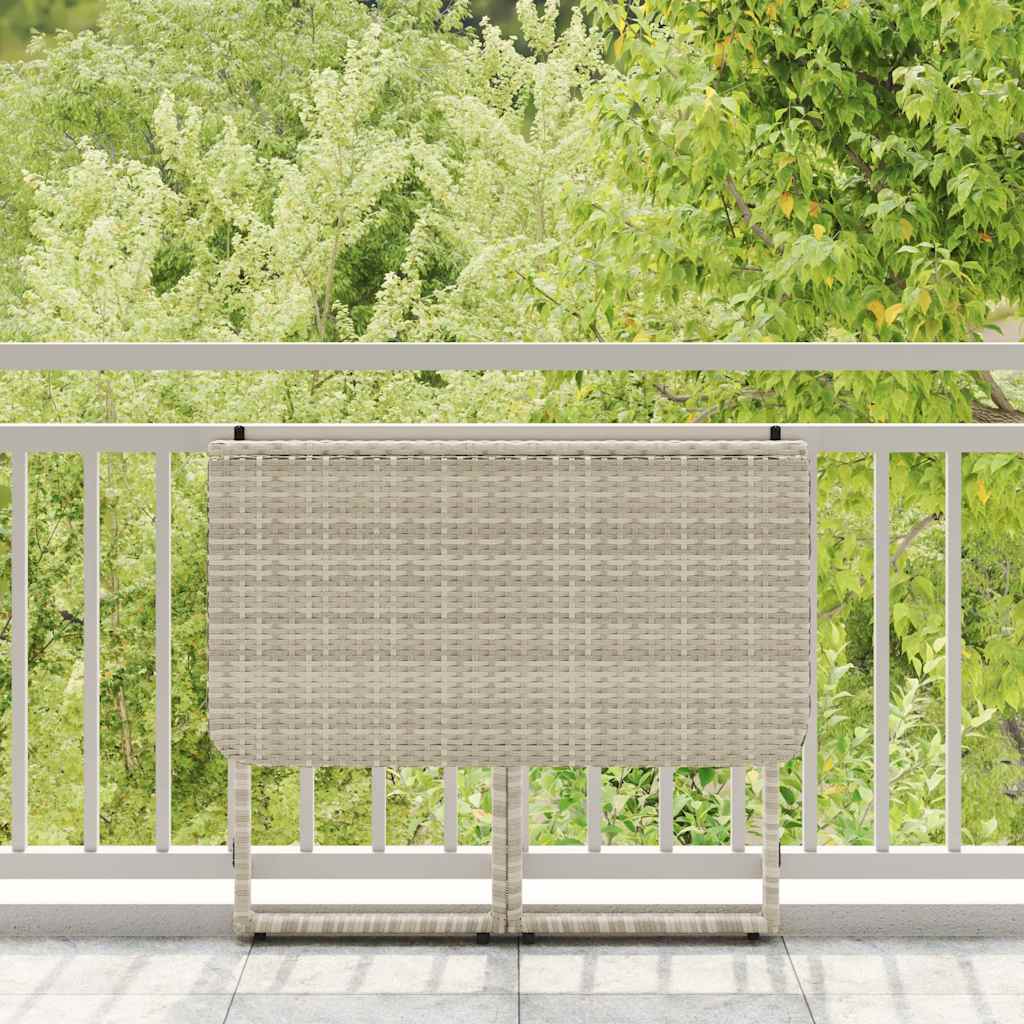 foldbart havebord 90x51x75 cm polyrattan lysegrå