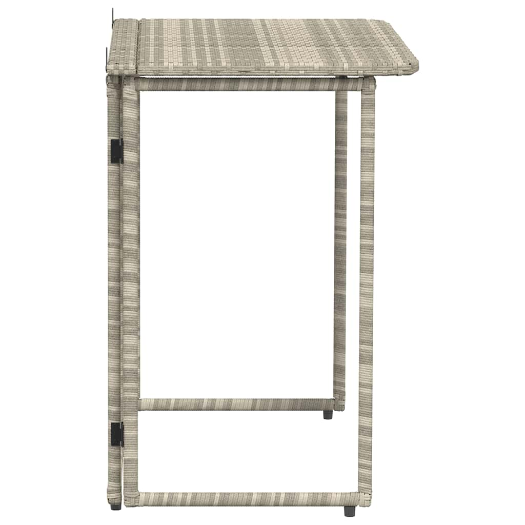 foldbart havebord 90x51x75 cm polyrattan lysegrå