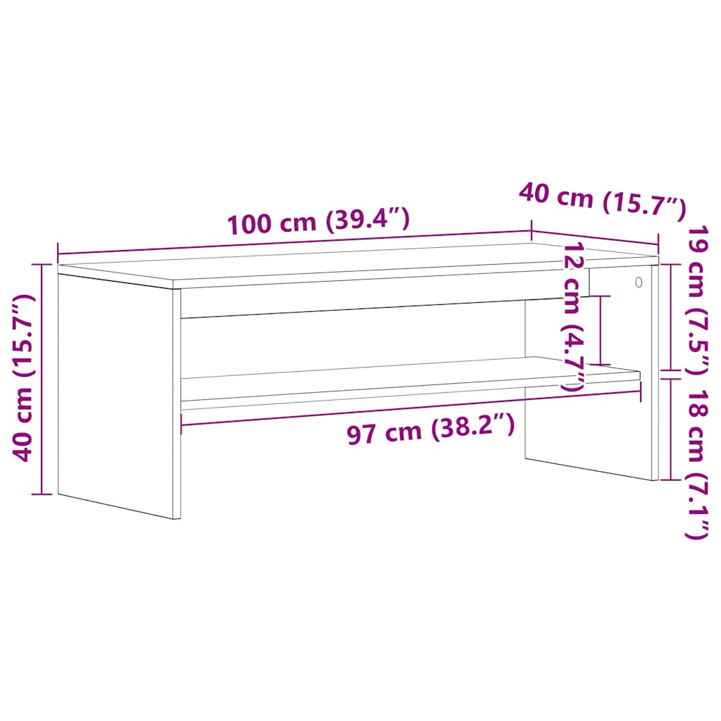 tv-bord 100x40x40 cm konstrueret træ hvid