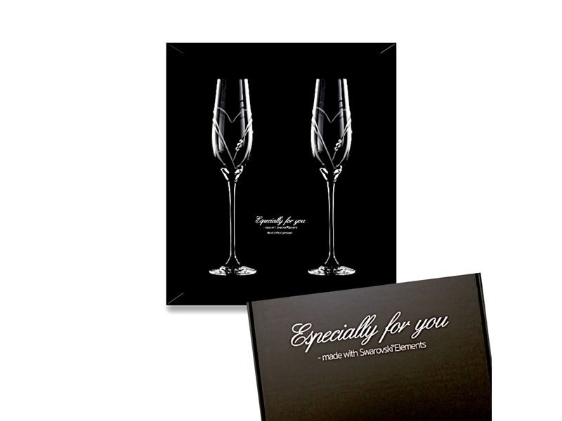 MATRIVO Two Hearts Champagneglas med Swarovski krystaller -