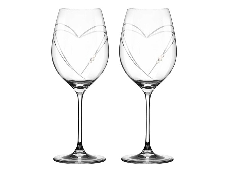 MATRIVO Two Hearts Rødvinsglas med Swarovski krystaller - MATRIVO