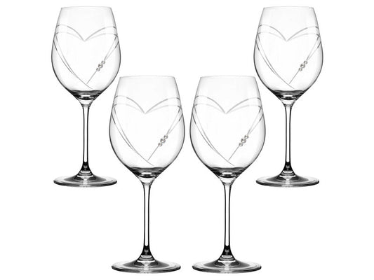 MATRIVO Two Hearts Rødvinsglas med Swarovski krystaller -